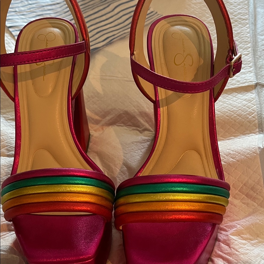 Disco Jessica Simpson Colorful Platform Sandals